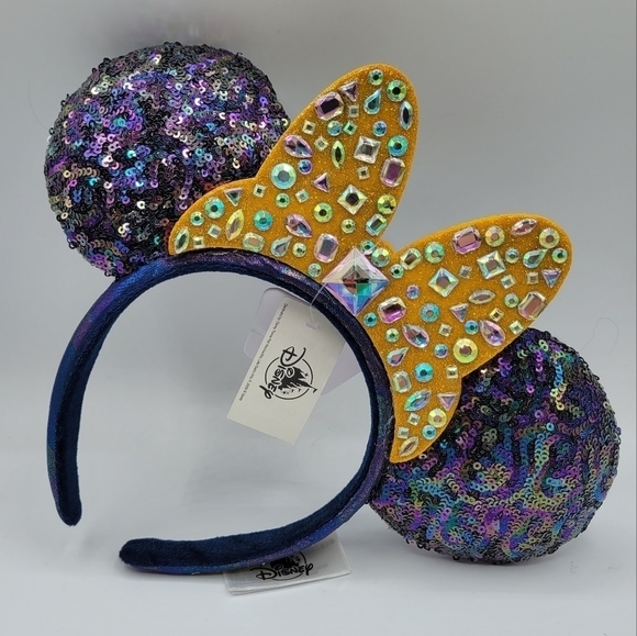 Disney World 50th Anniversary Gold Bow Minnie Mouse Ears - Picture 1 of 5